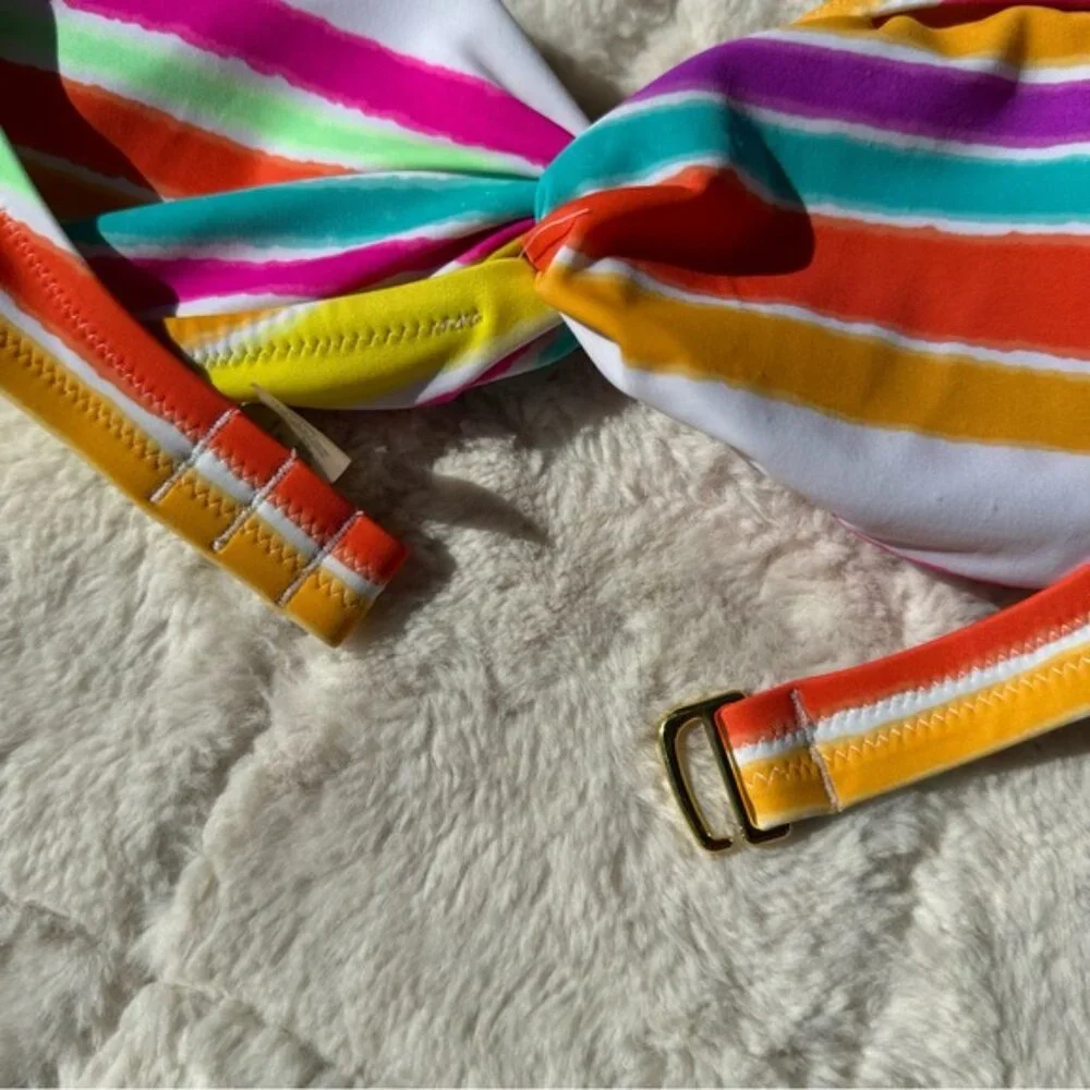 Victoria’s Secret | Rainbow stripe Halter Bandeau Bikini Top | Size Extra Small